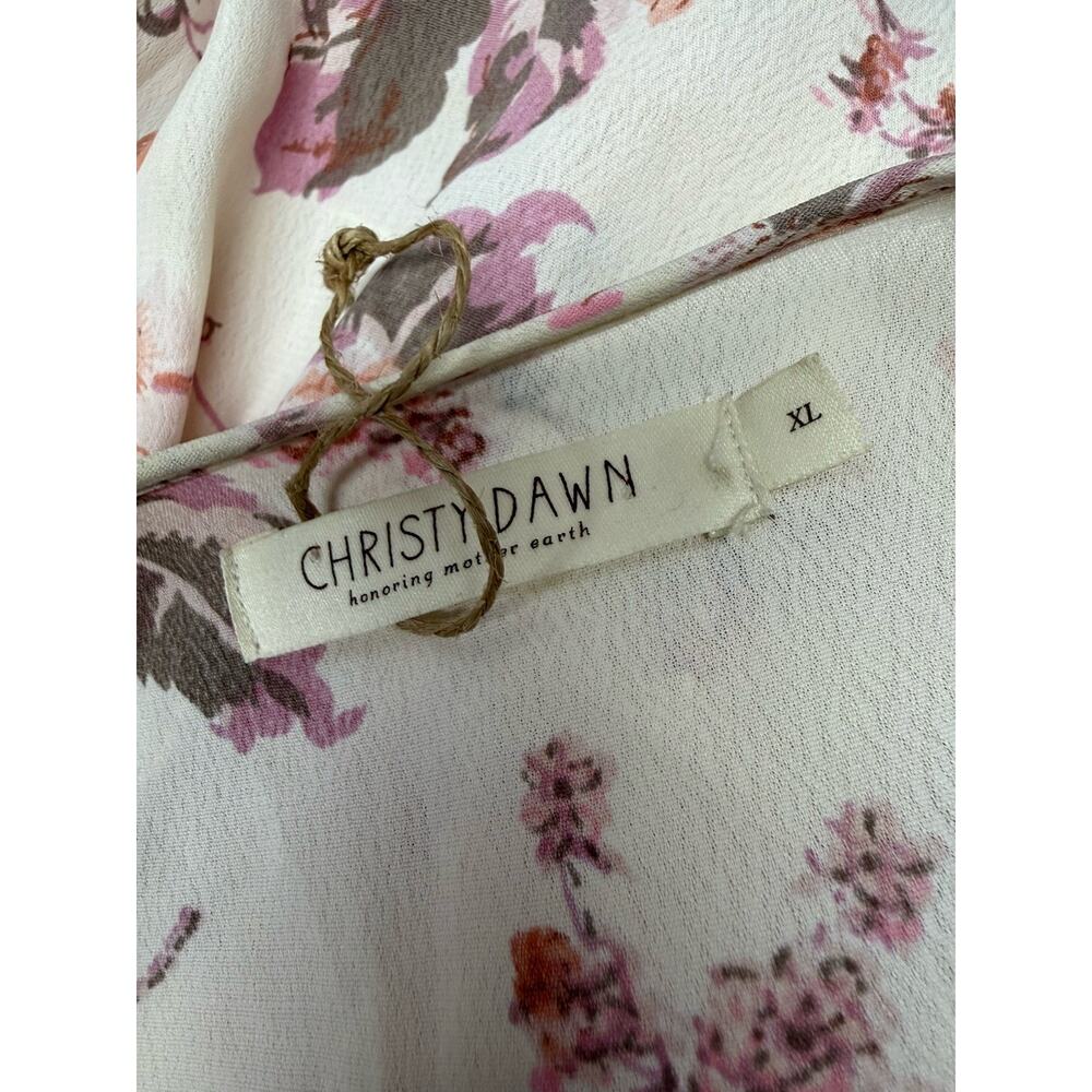 Christy Dawn Augusta Wrap Dress Floral Cream Pink Midi Sustainable XL - Picture 10 of 11
